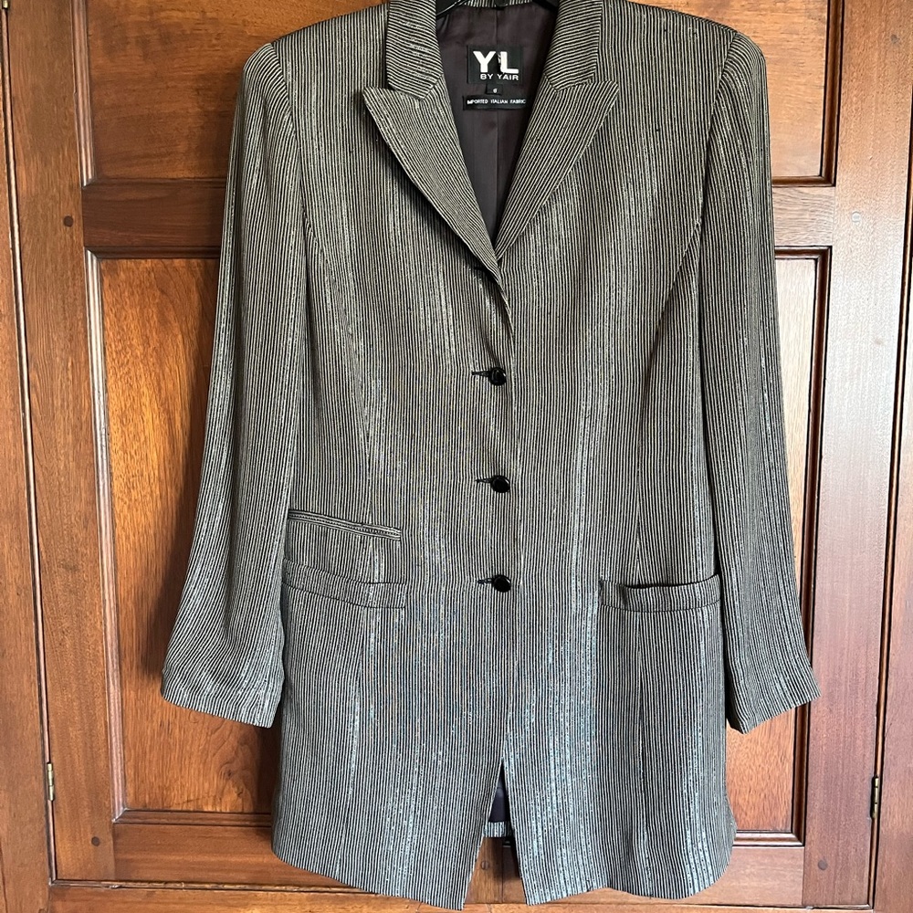 Vintage YL by Yair Women's Gold/Black Blazer/Jacket-Size 8